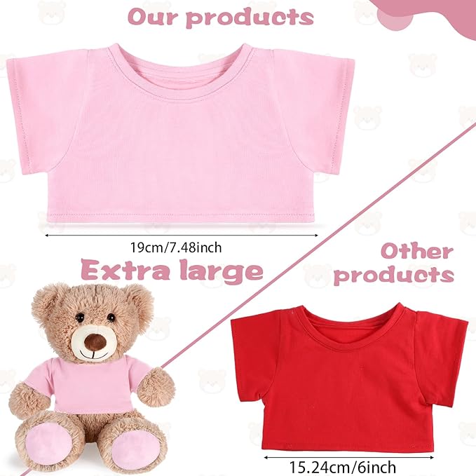 Bear Tee Shirt Fit 14-18inch Stuffed Animal Clothes, Basic Dolls Shirt, Light Pink
