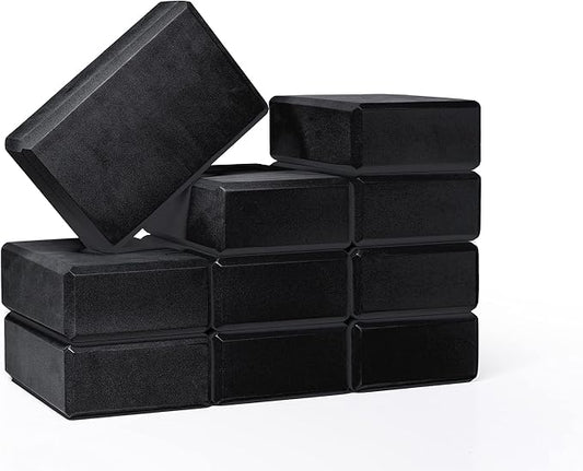 3" Yoga Block, 10 Pack Bulk EVA Foam Yoga Blocks, Firm and Supportive Yoga Brick, Balance Foam for Stretching, Pilates, and Workout, 3" x 6" x 9"