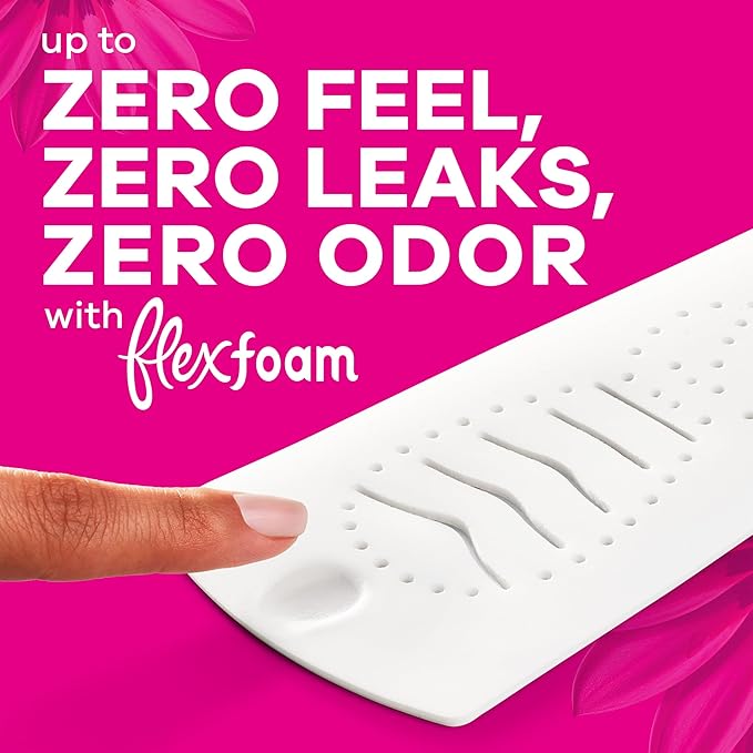 Always Radiant Feminine Pads for Women, Flexfoam Pads with Wings, Size 1, Regular Absorbency, Lightly Scented, 42 Count