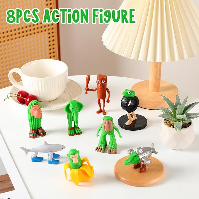 8PCS Italian Brainrot Action Figure,Cute Tralalero Tralala Figures，Tung Tung Tung Sahur, BRR BRR Patapim,Shark Figures Toys, Collectible Animals Figurine Doll Gifts for Fans