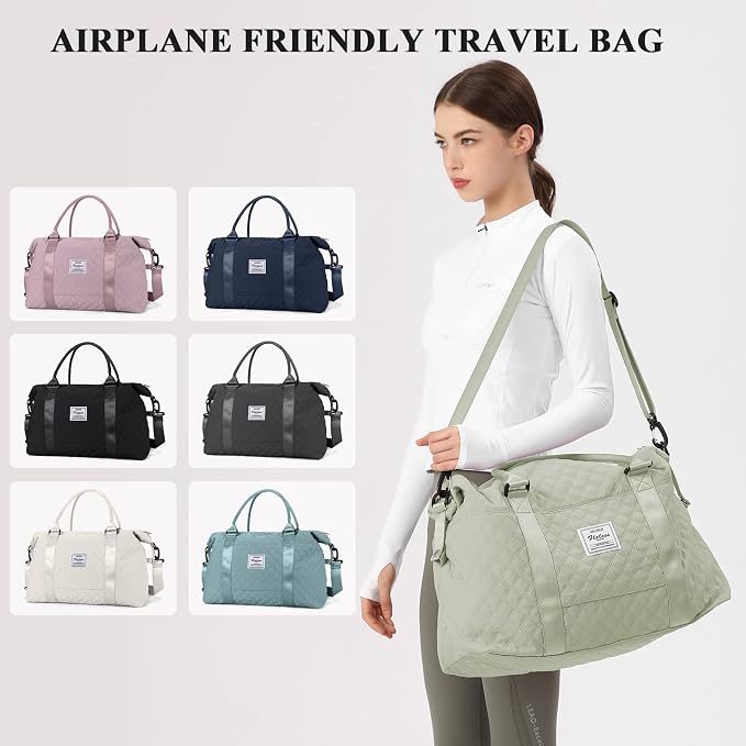 Travel Duffel Bag, Carry On Overnight Weekender Bags for Women | Travel Bag with Wet Pocket & Trolley Sleeve, For Spirit Airlines 18x14x8 Personal Item Bag