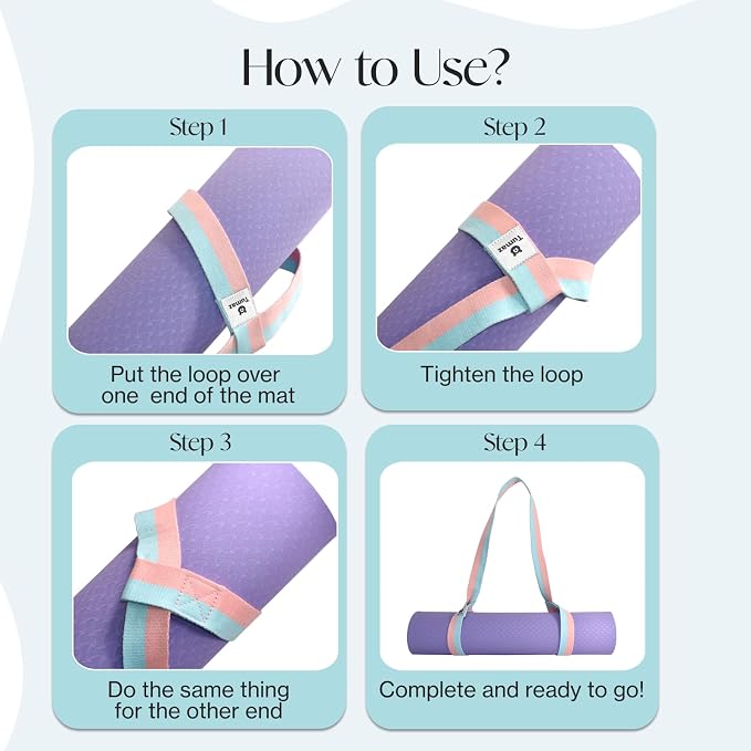 Tumaz Yoga Mat Strap [MAT NOT Included] (2 Sizes) with Extra Thick & Comfy Delicate Texture, Adjustable Yoga Mat Carrier