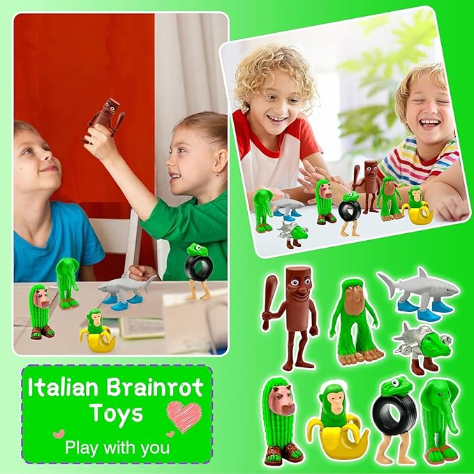 8PCS Italian Brainrot Action Figures, Tralalero Tralala Figures Toys, Collectible Animals Figurine with Tralalero Tralala, Brainrot Meme Shark Collectible Animals Figurine Doll Gifts for Fans