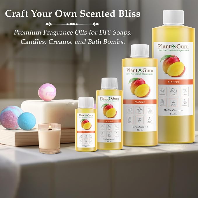 Mango Fragrance Oil 8 fl. oz. Scented Oil for DIY Soap Making, Candles, Bath Bombs, Body Butters. Used in Aromatherapy Diffusers, Burners and Warmers. Great Addition to Lotions and Creams.