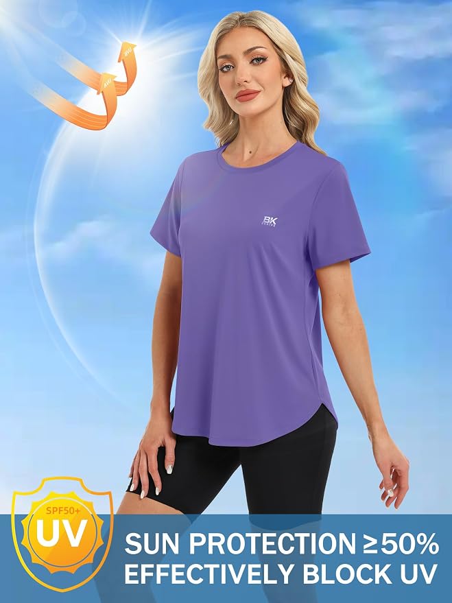 BKRIVE Workout Tops for Women UPF 50+ Quick Dry Shirts (S-3XL) | Ideal for Hiking, Yoga, Running, Gym workouts, Pilstes, Tennis & Travel. Lightweight, Breathable & Moisture wicking