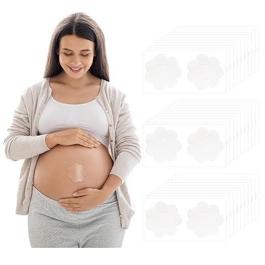Shyyween 30 Pcs Pregnancy Belly Button Cover Patch 2.16" Reusable Washable Hide Belly Button Cover for Maternity Pregnancy (Flower-shaped,Transparent,White)