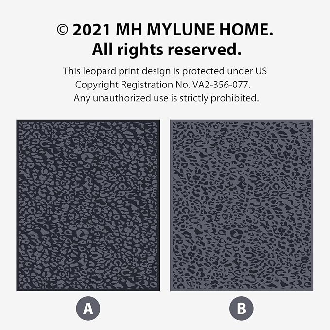 MH MYLUNE HOME Ultra Soft Leopard Throw Blanket, Charcoal Blue, 50"x60" | Reversible Cheetah Print Blanket, Comfy Fluffy Fuzzy Plush Blanket Throws for Couch Bed, Cozy Blankets for Women Gift