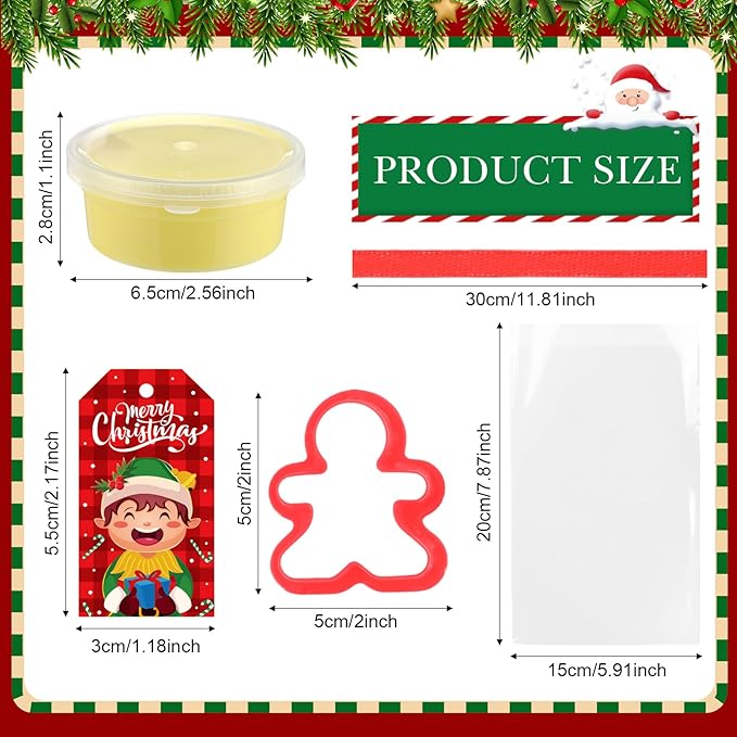 Blosssound Christmas Clay Sets Pcs Christmas Party Favors with Pcs Xmas Clays Molds DIY Holiday Clay Craft Kit for Classroom Gifts Treat Bags Stuffers Supplies(Green, Modern)