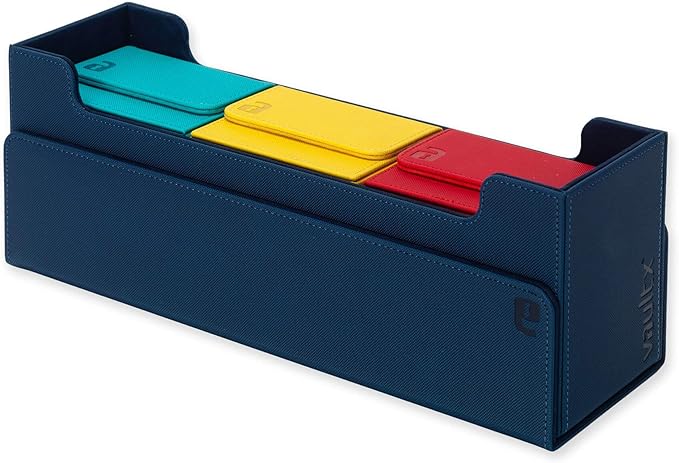 Vault X Card Storage Box, Exo-Tec Material, Detachable Magnetic Lid, with Dividers & Foam Fillers, for Trading Cards (Blue)