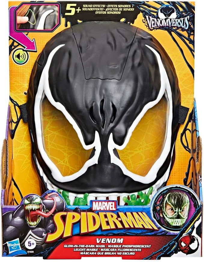 SPIDER-MAN Marvel VenomVersus Venom Glow-in-The-Dark Mask for Role Play, Super Hero Toys for Kids, Ages 5+