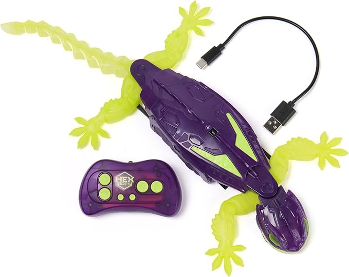 HEX BOTS Glow-in-The-Dark Gecko, Rechargeable Remote Control Robot Kids Toys, Climbs up Walls for Prank Toys & Games, RC Robot for Boys & Girls Ages 4 & Up
