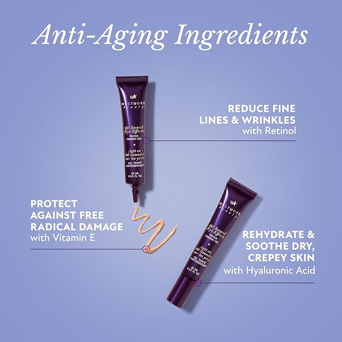 Westmore Beauty 60 Second Effects Tinted Firming Gel - Under Eye Cream For Puffiness And Bags Under Eyes - 20 mL Medium to Deep - 0.68 Fl Oz