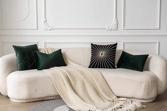 16x24 Velvet Throw Pillow Covers Set of 2 for Couch Bed Sofa,Army Green | Decorative Soft Pillow Covers with Invisible Zipper for Couch Sofa Bed Living Room Bedroom Home Decor Christmas