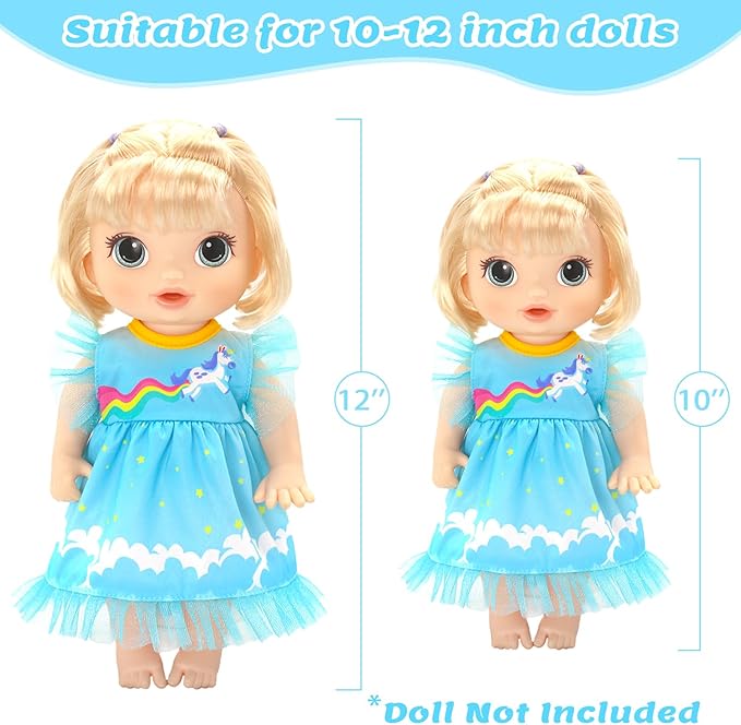 UNICORN ELEMENT 9 Sets Alive Baby Doll Clothes for 10-12 Inch Girl Dolls,12 Inch Baby Doll Clothing Dress Outfits Accessories Set,Best Gift for Kids(No Dolls)
