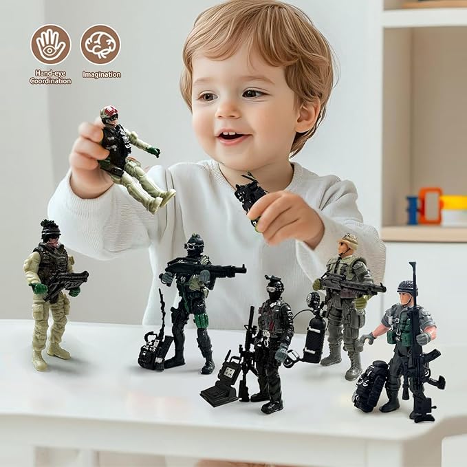 Army Men Set, Soldiers Toys for Boy Age 4-7,Army Men Action Figure Military Playset with Military Weapons Accessories,Army Toy Set for Kids Toddler Boy