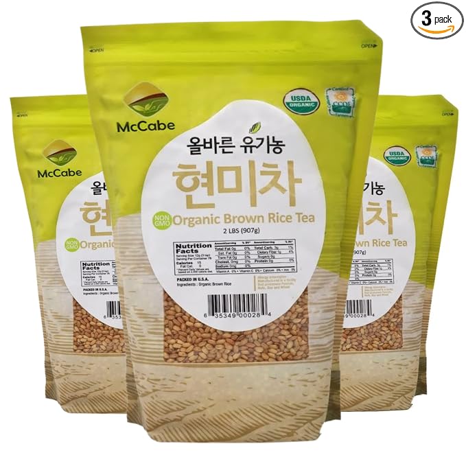 McCabe Organic Brown Rice Tea - Roasted Brown Rice Tea Korean | Rich in Fibers and Minerals | USDA and CCOF Certified Organic | Product of USA | 2 Lbs (32 Oz) Pack of 3