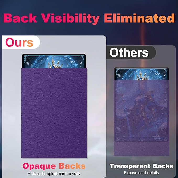 200 Pack Card Sleeves, Matte Dual Trading Card Sleeves with Opaque Back & Smooth Shuffle, Tear Resistant Card Protectors for MTG, TCG and Game Cards (Metallic Purple)