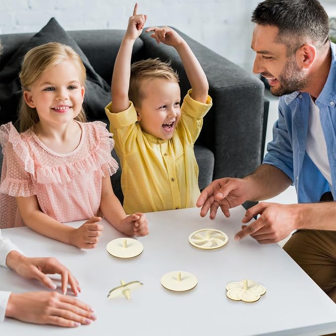 DECHOUS 20Pcs Wood Spinning Tops Unfinished Wooden Gyroscope Handmade Paintable Spin Tops Craft for Educational Kindergarten Party Favor