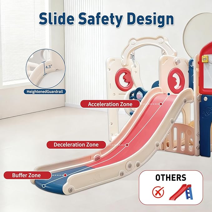 12 in 1 Toddler Outdoor Playset Toys with Swing Toddlers Indoor Playground for 1-3 Years Durable Ecofriendly Swing and Kids Slide Set Climber Tunnel Crawl Toys for Backyards