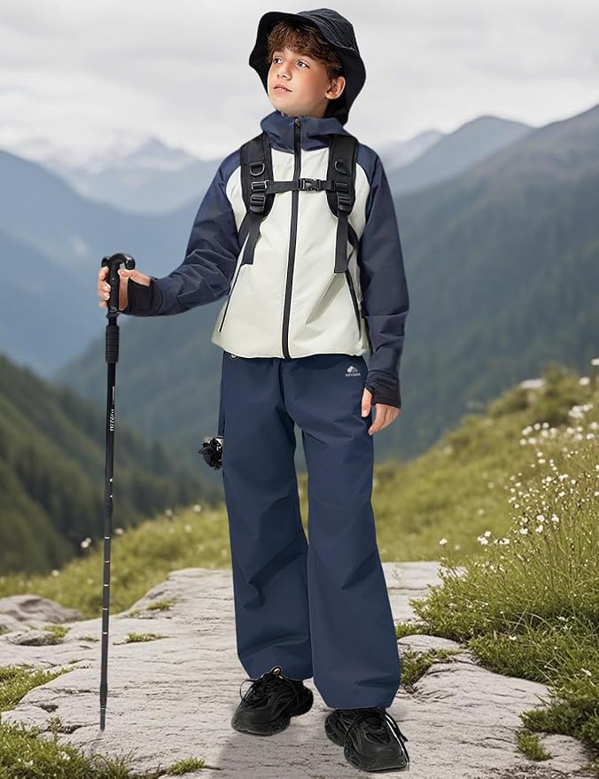 Kids Cargo Pants Waterproof Boys Hiking Outdoor Camping Pants Quick Dry UPF 50+ Toddler Youth Uniform Pants