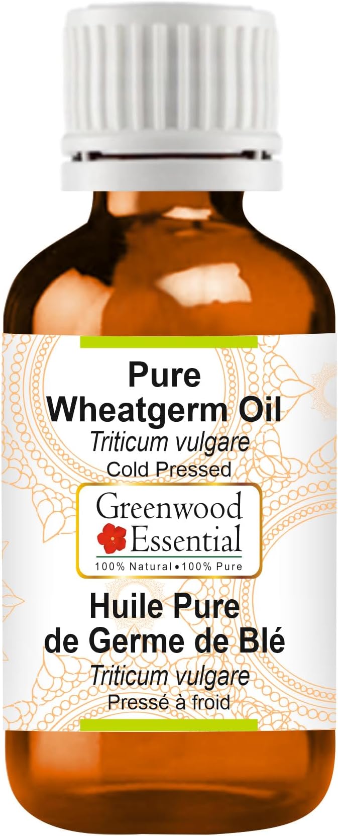 Greenwood Essential Wheatgerm Oil (Triticum vulgare) | Cold Pressed | Natural | Undiluted | for Diluting Essential Oils | for Skin & Massage | Men & Women | 10ml (0.33 oz)