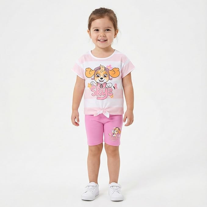 Paw Patrol Skye Girls Short Sleeve Shirt and Bike Shorts Set for Toddler and Big Kids
