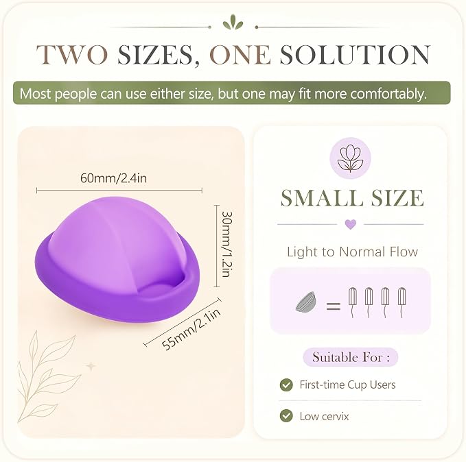 YTYOMUR Reusable Menstrual Disc - Soft Period Disc for Beginner or Menstrual Light Flow, Leak Proof Menstrual Cup Alternative - Pack of 2 (Small Size)