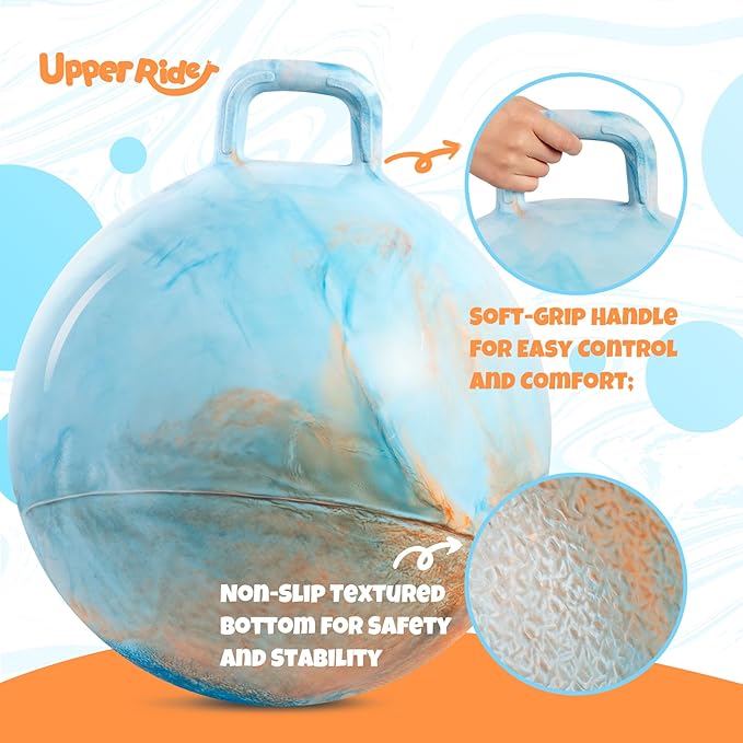 Upper Rider Clouds Hopper Ball for Kids,18 Inch Bouncy Ball with Handle,Inflatable Hopping Toys for Boys Girls Aged 3-8, Indoor Outdoor Jumping Toys Gift with Pump