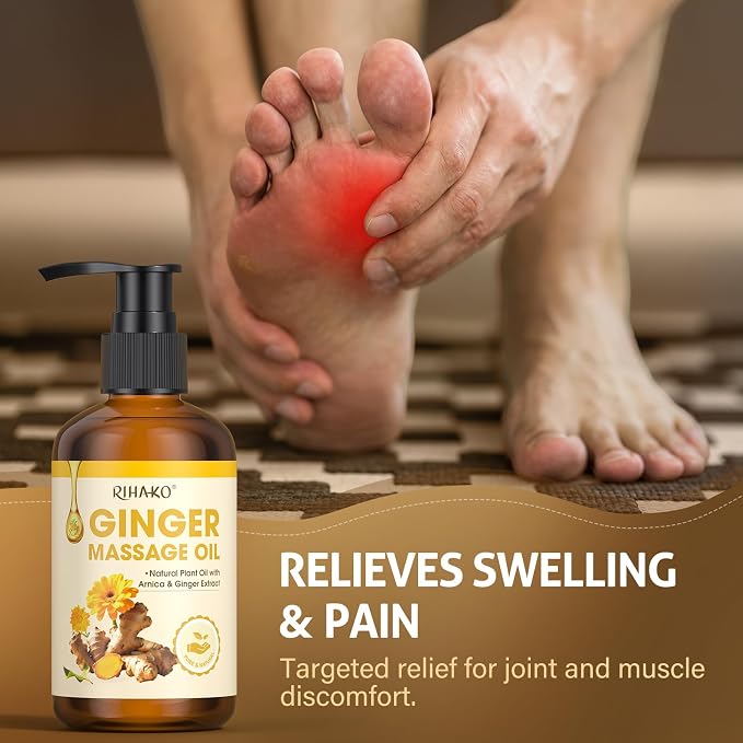 Easter Gifts for Women Ginger Oil,Ginger Massage Oil with Arnica for Lymphatic Drainage, Belly Drainage & Sore Muscle Relief,Natural Body Oil for Skin, Warming Spa Massage & Relaxation Therapy
