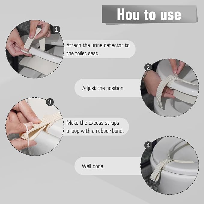 Toilet Pee Splash Guard – Urine Deflector Blocks Leaks Center Strap with Built-in O-Ring | Comfortable Pee Shield for Toddlers, Potty Training & Elderly | Fits Most Toilet Seats (2, 11.4x6.3inch)