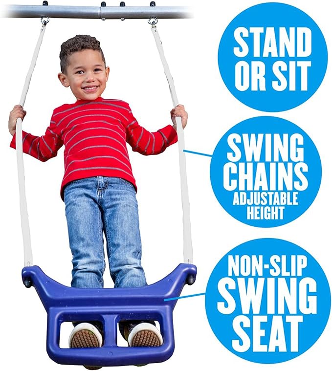 XDP Recreation Fun Always Outdoor Playground with Water Slide, Super Disc Swing, and AirGlider for 2 with Foot-Rests, for up to 8 Kids