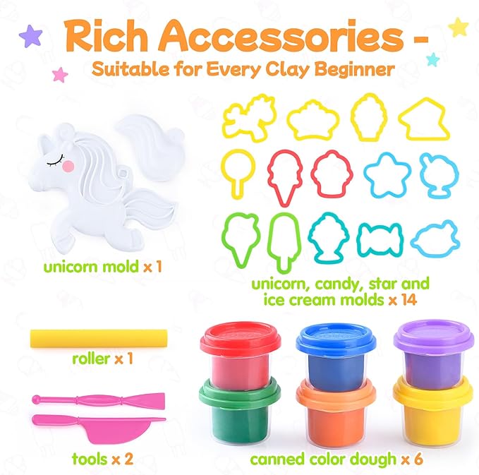 PLAY Color Dough Set for Kids for Grandkids Clay Set for Kids (Unicorn) Safe & Non-Toxic Color Dough Set for Boys Girls