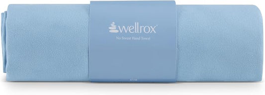 Wellrox Microfiber Yoga Hand Towel – Super Soft, Quick-Dry, Non Slip Yoga Towel for Hot Pilates, Gym & Workouts (26.5" x 16", Blue)