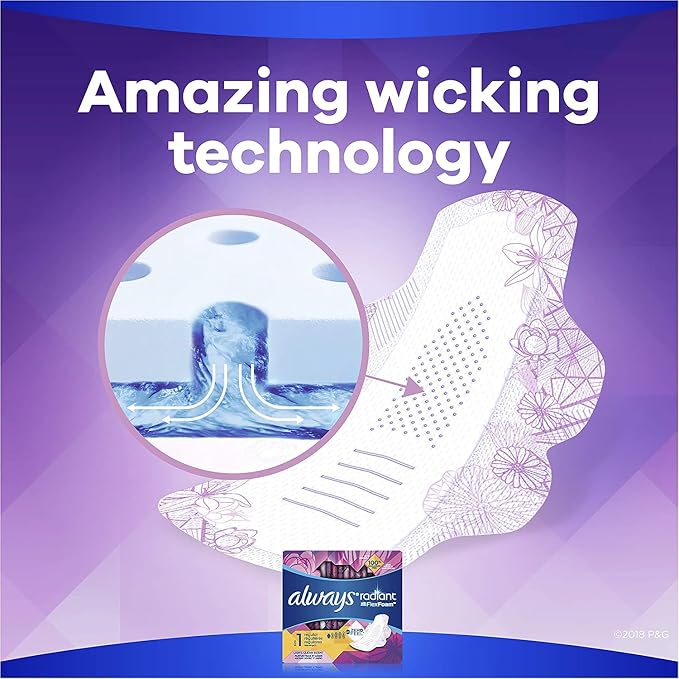 Always Radiant Pads with Wings, Scented (Pack of 6)
