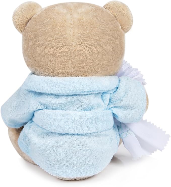 My OLi 9" Teddy Bears Cloth Bear Stuffed Animal Plush Toys Bear Dressed in Bathrobe with Soothing Towel “Get Well Soon” Sleeping Soft Toy Bedtime Gifts for Baby Kids Girls Boys，Blue