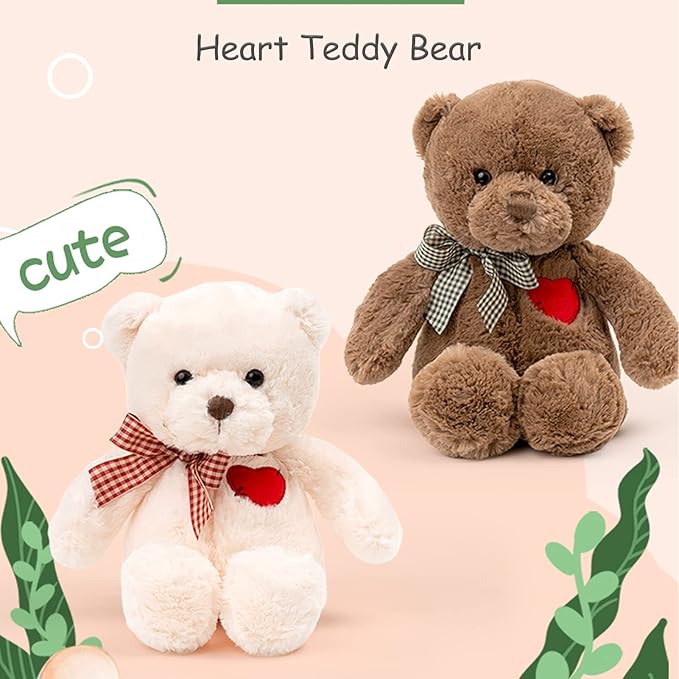 15”Teddy Bear with Heart Cute Brown Teddy Bear Stuffed Animals for Valentines Day Soft Stuffed Bear Plush Bear Plushie Toys Gifts for Girlfriend Boyfriend Kid.