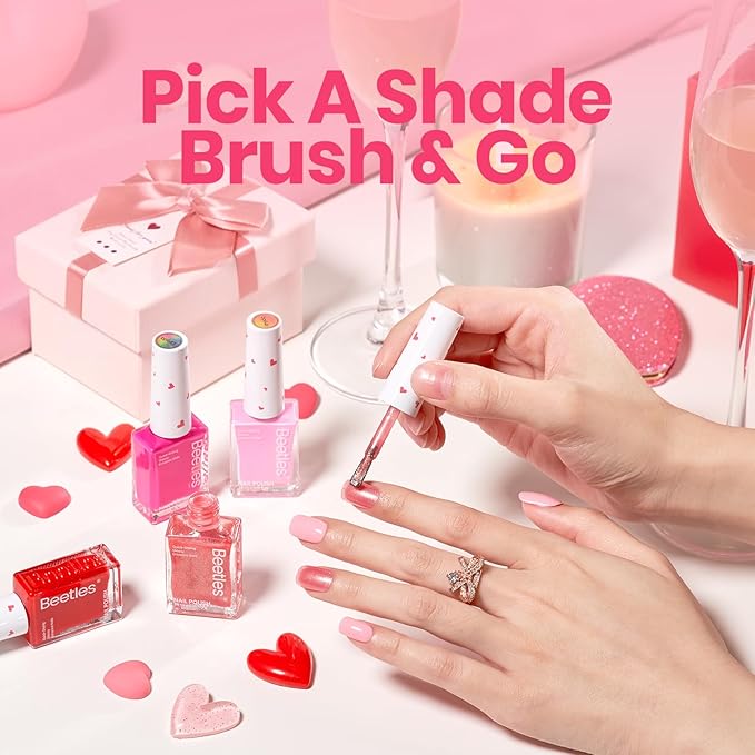 Beetles Pink Nail Polish Set - Love's Prism 12 Colors Spring Nail Polish Set, Salon Long Lasting DIY Pink Nails Art Pastel Spring Nails Gifts for Her