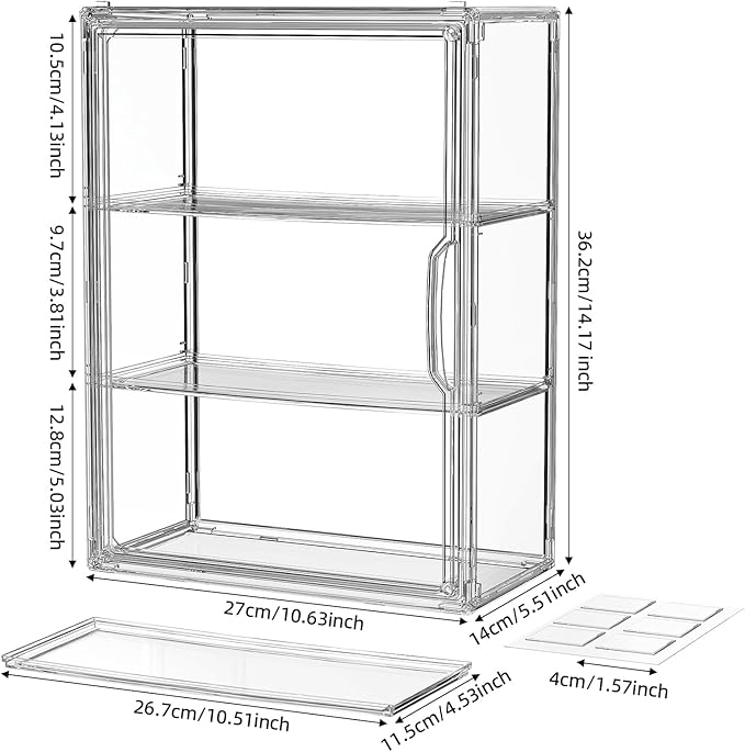 Clear Acrylic Display Case for Figures Collectibles 2 Pack Wall Mounted Hobby Figurine Display Case with Shelves, Display Shelf Storage Box for Action Figures, Car Model, Funko Pop
