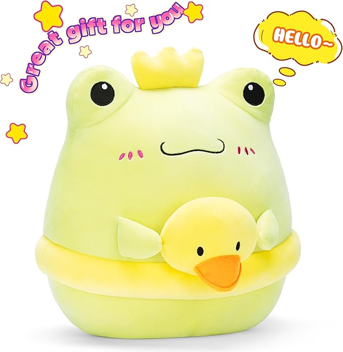Original 13-inch Large Frog Plush Pillow Stuffed Animal Toy,Cute Soft Toys Fat Kawaii Hugging Pillows Big Size Cuddle Huggable Plushie,Gift for Kids Girls