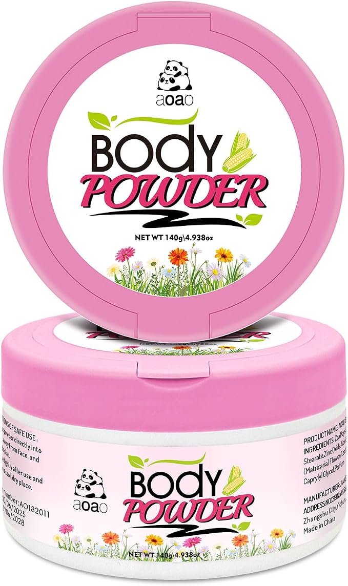 Women's Body Powder for Sweat, Help Reduce Post-Shower Dampness, Talc-Free Body Powder with Puff, Chamomile & Aloe for Soothing, Sweat Absorbs & Anti-Chafing for Sensitive Skin Daily Care, 140g/5oz