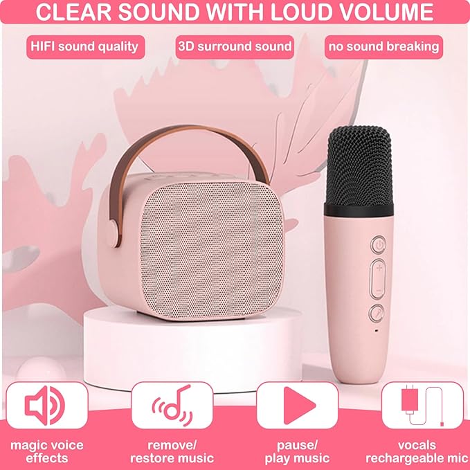Mini Karaoke Machine for Kids & Adult, 4-12 Years Old Girls Christmas Birthday Gift for Boys, Karaoke Toys Gifts for Girls Ages 4, 5, 6, 7, 8, 9, 10, 12 +Year Old Birthday Party