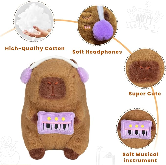 Cute Capybara Plush Toy, 8 Inch Capybara Stuffed Animal Kawaii Doll Pillow Gifts for Boys Girls