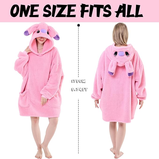 NEWCOSPLAY Wearable Blanket Hoodie Sherpa Hoodie Blanket for Women Men Warm Oversized Sweatshirt with Pockets