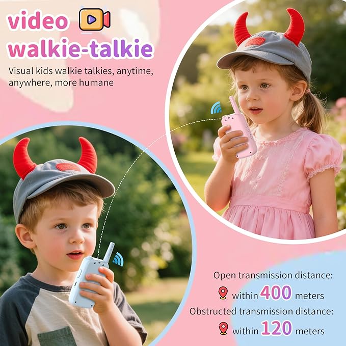 Kids Video Walkie Talkies, 2-Way HD Camera, Voice Changer, Parent-Child Mode, Rechargeable Long Range Walkie Talkie for Kids Ages 3-12, Gifts for Boys Girls for Indoor Outdoor, Camping, Birthday