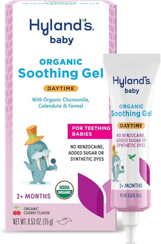 Hyland's Baby Daytime Oral Soothing Gel - .53 oz, Organic Cherry Flavor - Daytime Baby Gel for Oral Discomfort and Teething Support with Chamomile, Calendula & Fennel