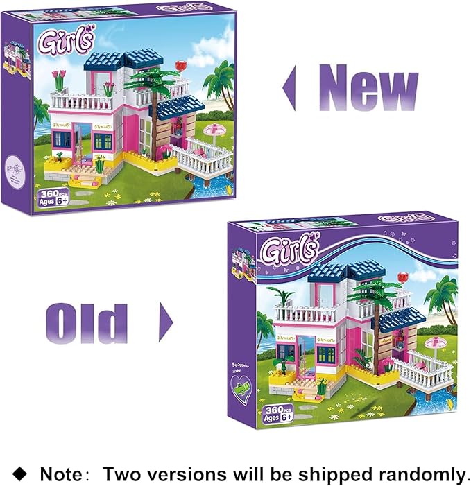 Sunshine Villa Building Set 360 Pcs Building Blocks Toys with Bicycle and Terrace Girls Friends Vacation Playset for Kids Girls 6+