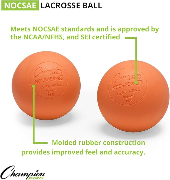 Champion Sports Lacrosse Balls & Rhino Skin Balls – Official Size, SEI Certified, Multiple Colors