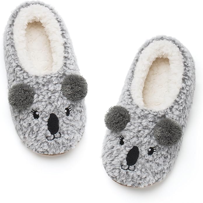 Cute Animal House Slippers, Warm Fuzzy Slipper Socks with Grippers Non Slip, Cozy Funny Gifts