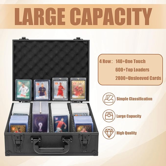 Toploaders Storage Box for 3" x 4" 35pt Rigid Card, Top Loader Storage with 7 Partition Holds 600+ Toploaders, Magnetic Card Holders