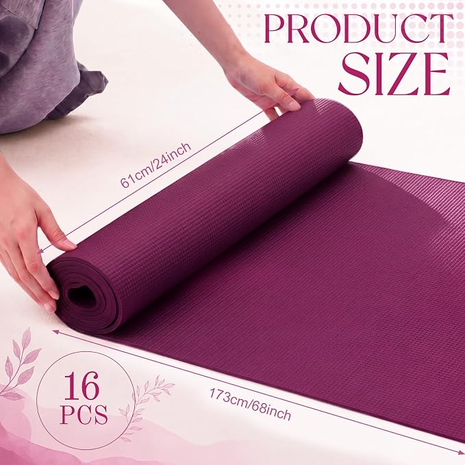3 mm Thin Yoga Mats Bulk, Lightweight PVC Exercise Mats Non Slip Workout Fitness Pads for Yoga Pilates Stretching Classes Gym Home Studio, Easy to Clean